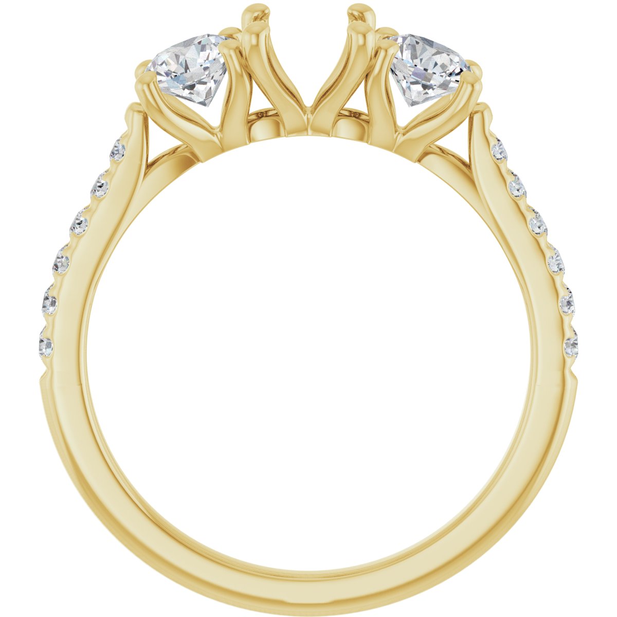 Oval Three-Stone Engagement Ring Semi-Mount - gallery - Series 123447
