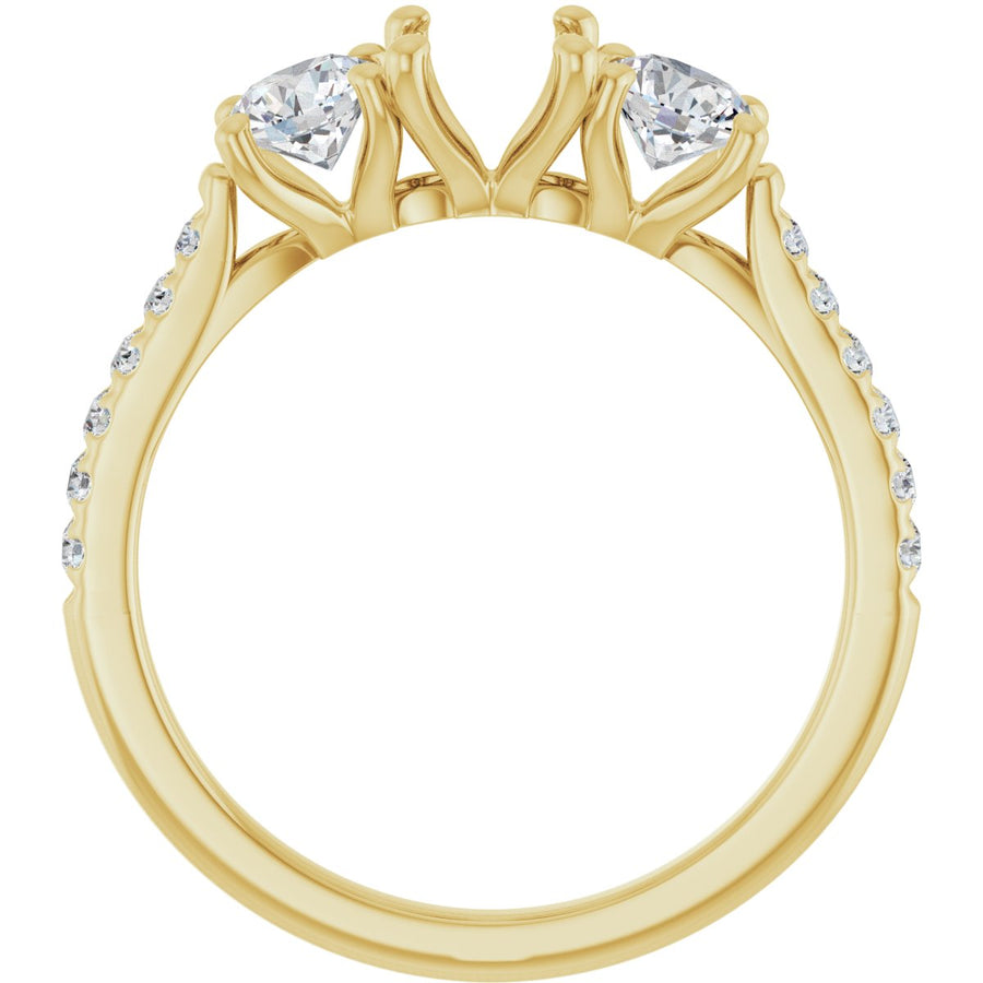 Oval Three-Stone Engagement Ring Semi-Mount - gallery - Series 123447