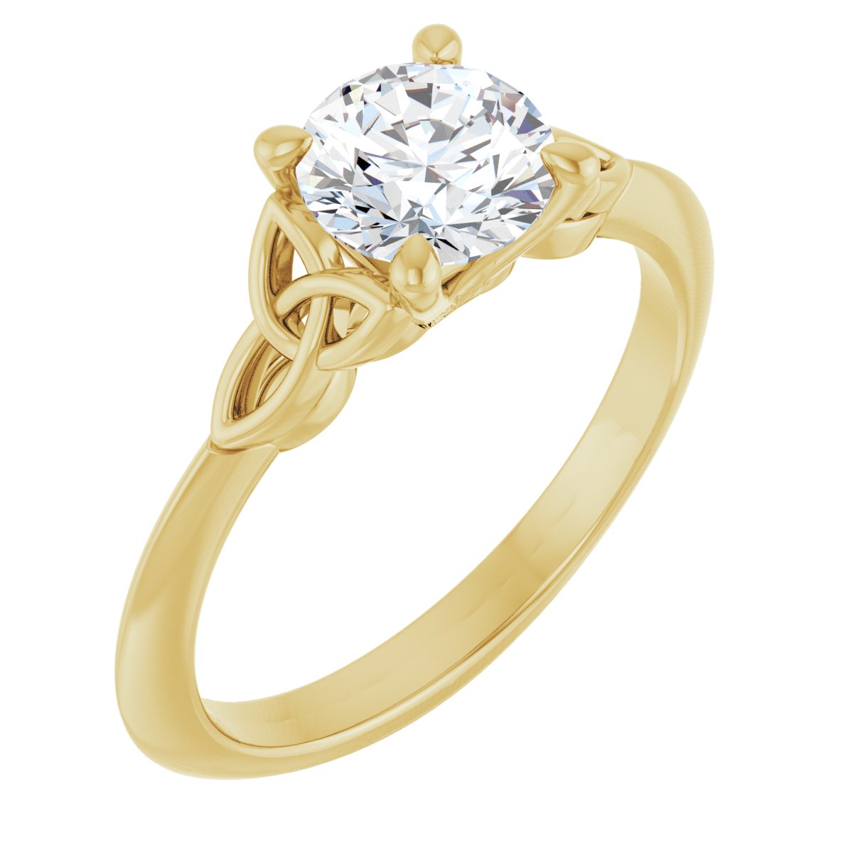 Natural Diamond Round Solitaire Celtic-Inspired Engagement Ring or Band Mounting - 18K Yellow Gold - Series 124179