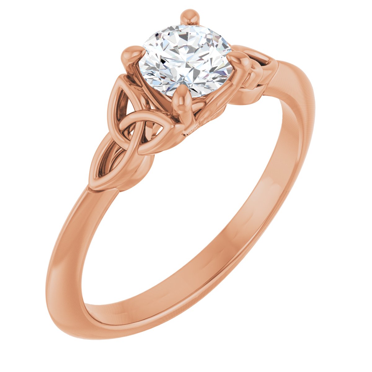 Natural Diamond Round Solitaire Celtic-Inspired Engagement Ring or Band Mounting - 14K Gold - Series 124179