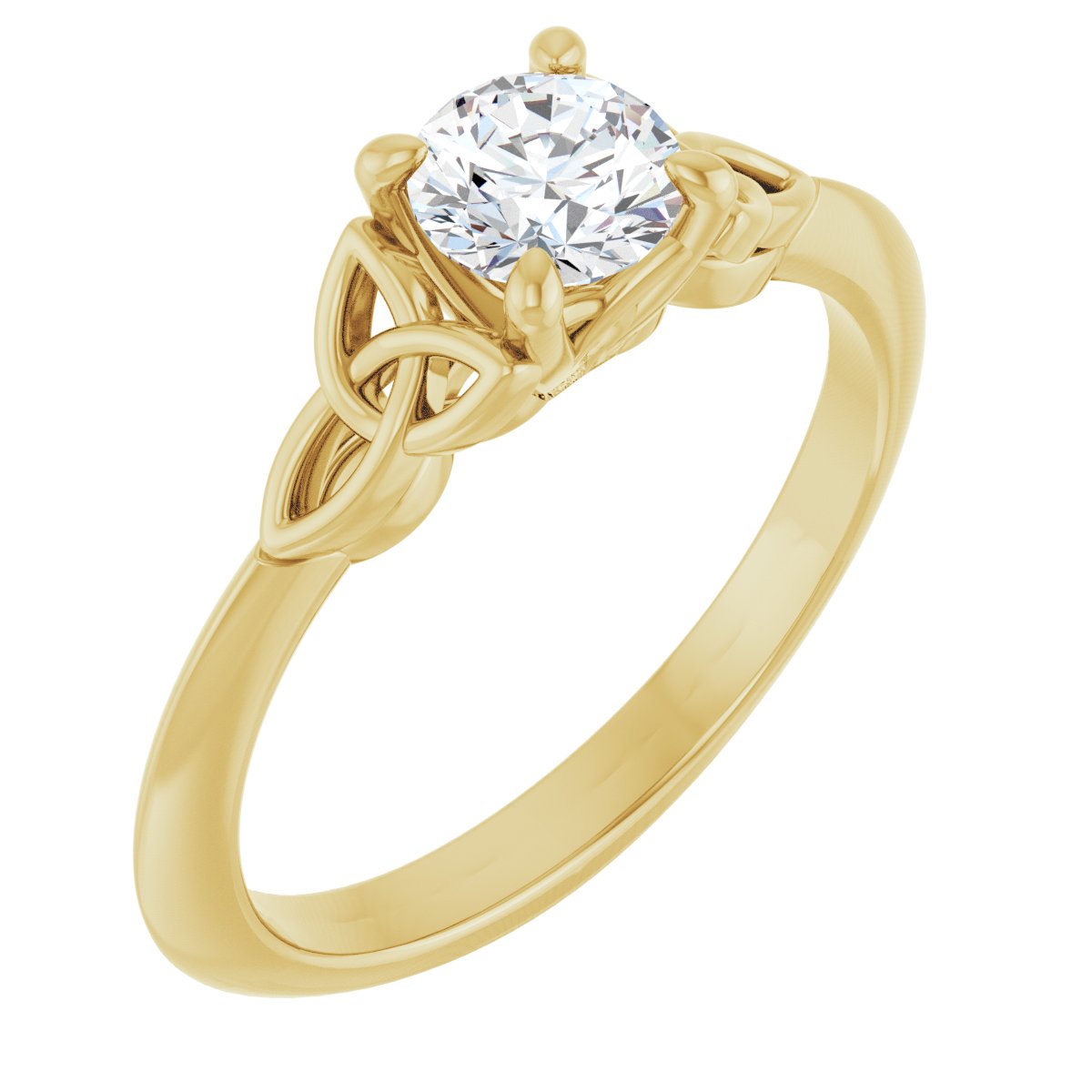 Natural Diamond Round Solitaire Celtic-Inspired Engagement Ring or Band Mounting - 14K Gold - Series 124179