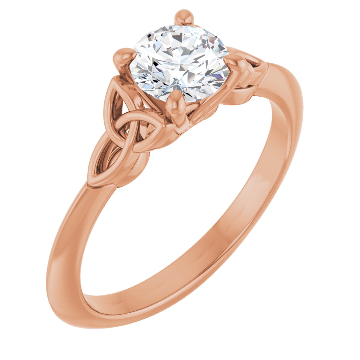 Natural Diamond Round Solitaire Celtic-Inspired Engagement Ring or Band Mounting - 18K Rose Gold - Series 124179