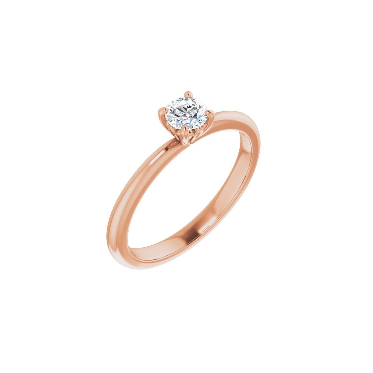 Natural Diamond Round Engagement Ring (4.1 Mm) Mounting - 14K Gold - Series 124170