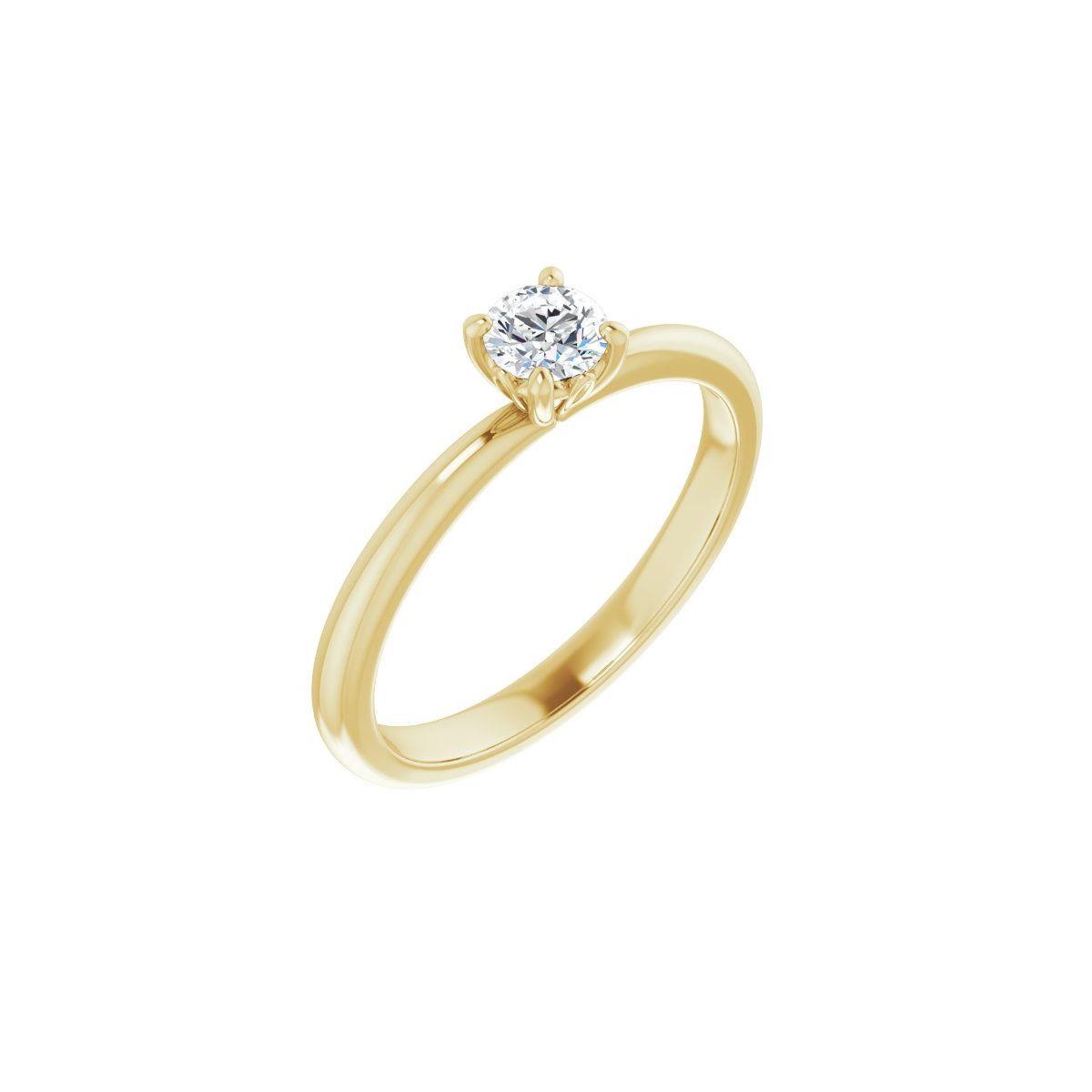 Natural Diamond Round Engagement Ring (4.1 Mm) Mounting - 14K Gold - Series 124170