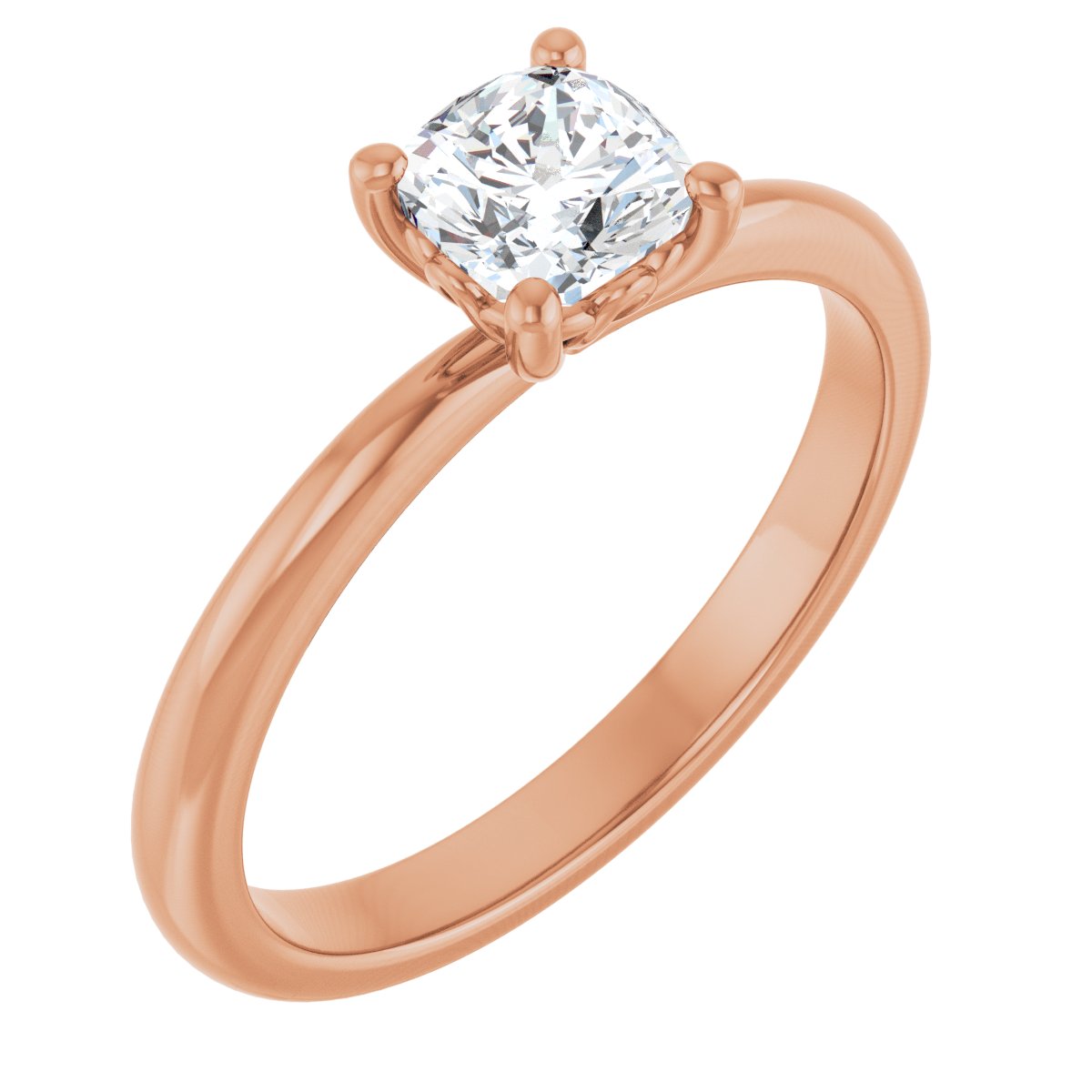 Natural Diamond Cushion Engagement Ring (5 X 5 Mm) Mounting - 14K Gold - Series 124170