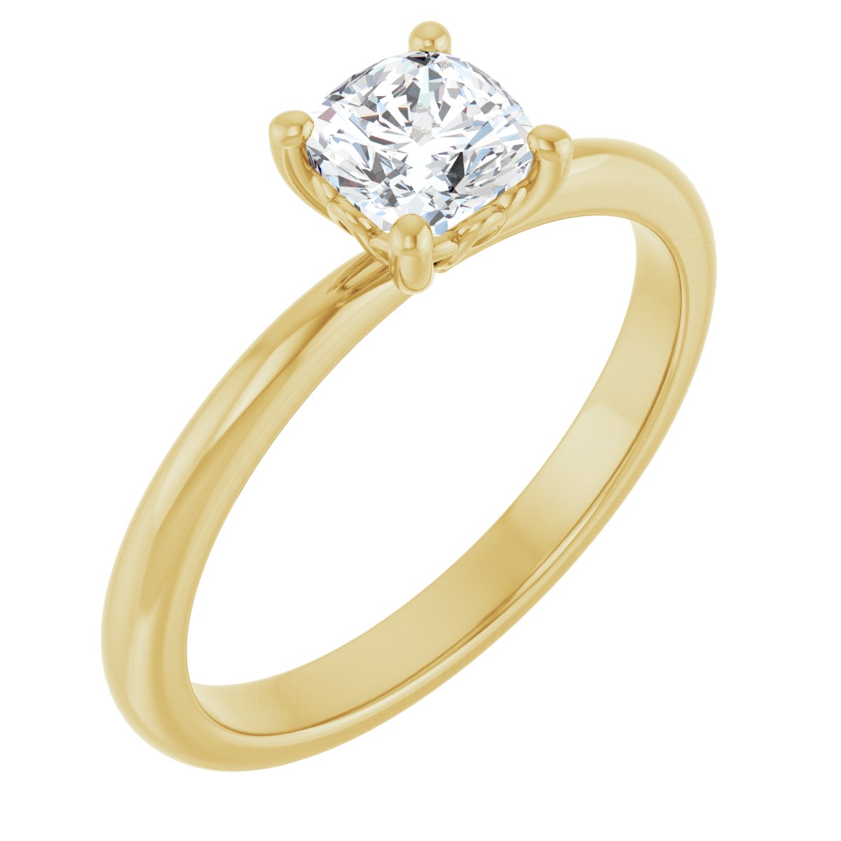 Natural Diamond Cushion Engagement Ring (5 X 5 Mm) Mounting - 14K Gold - Series 124170