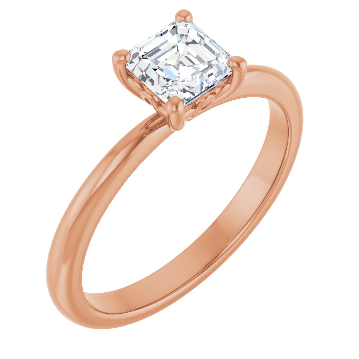 Natural Diamond Asscher Engagement Ring (5 X 5 Mm) Mounting - 14K Gold - Series 124170