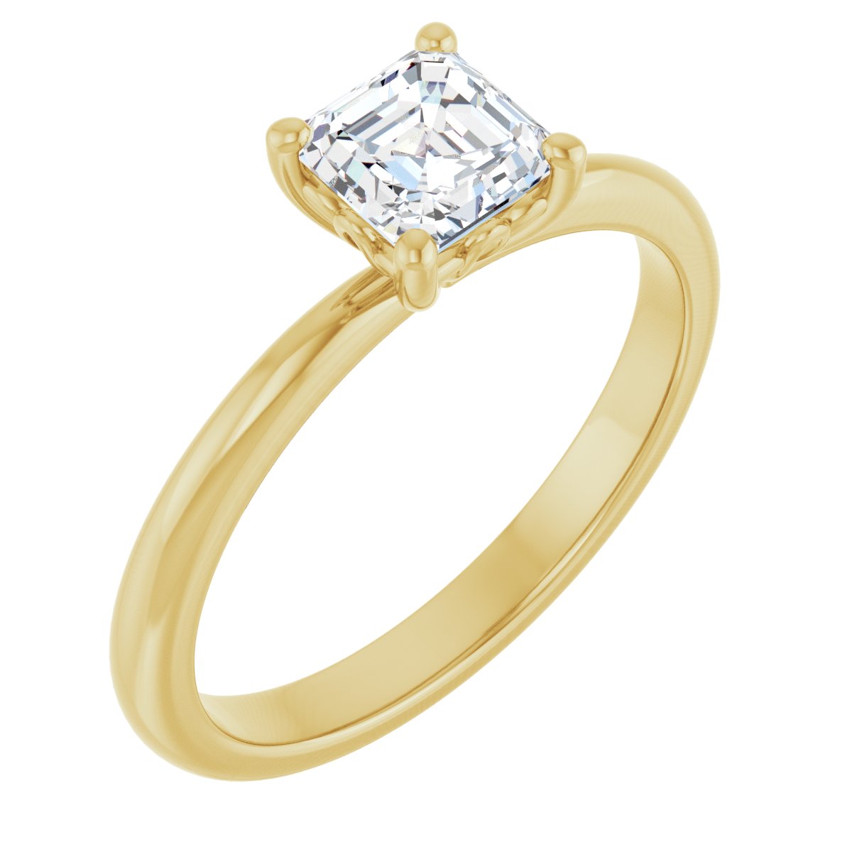 Natural Diamond Asscher Engagement Ring (5 X 5 Mm) Mounting - 14K Gold - Series 124170
