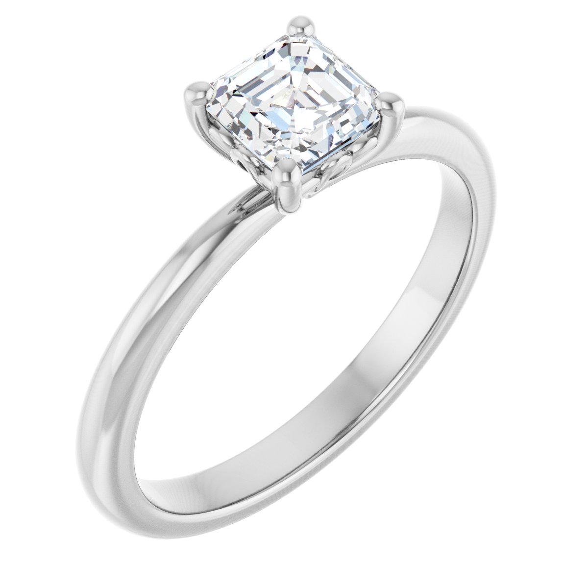 Natural Diamond Asscher Engagement Ring (5 X 5 Mm) Mounting - 14K Gold - Series 124170