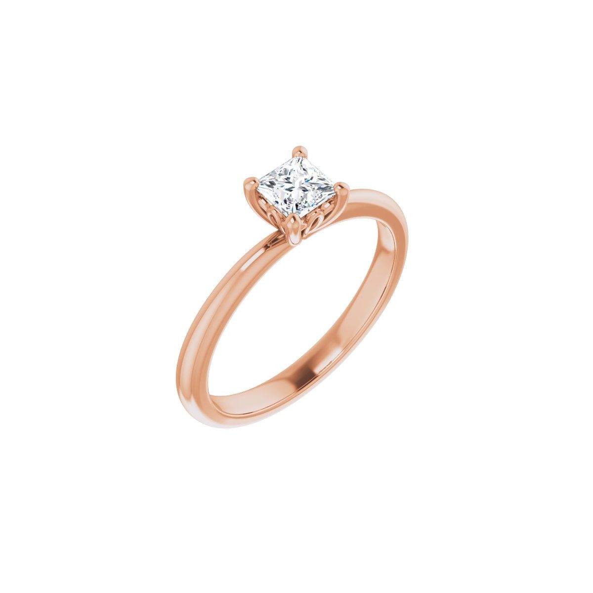 Natural Diamond Square Engagement Ring (4 X 4 Mm) Mounting - 14K Gold - Series 124170