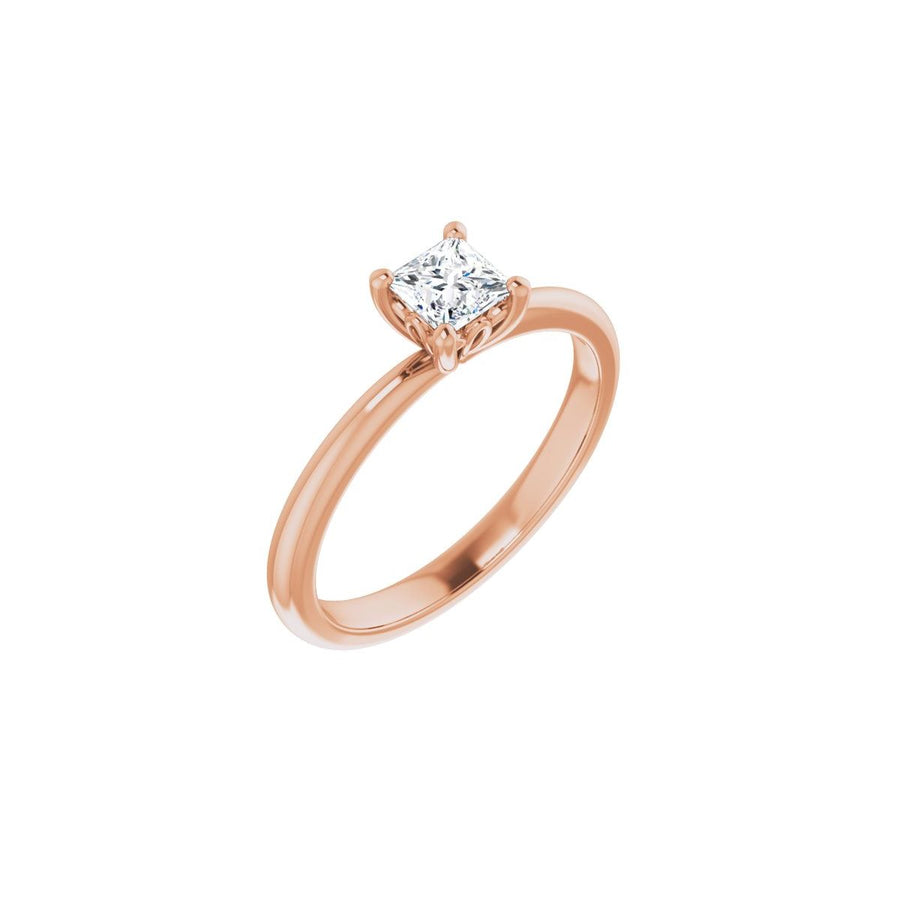 Natural Diamond Square Engagement Ring (4 X 4 Mm) Mounting - 14K Gold - Series 124170