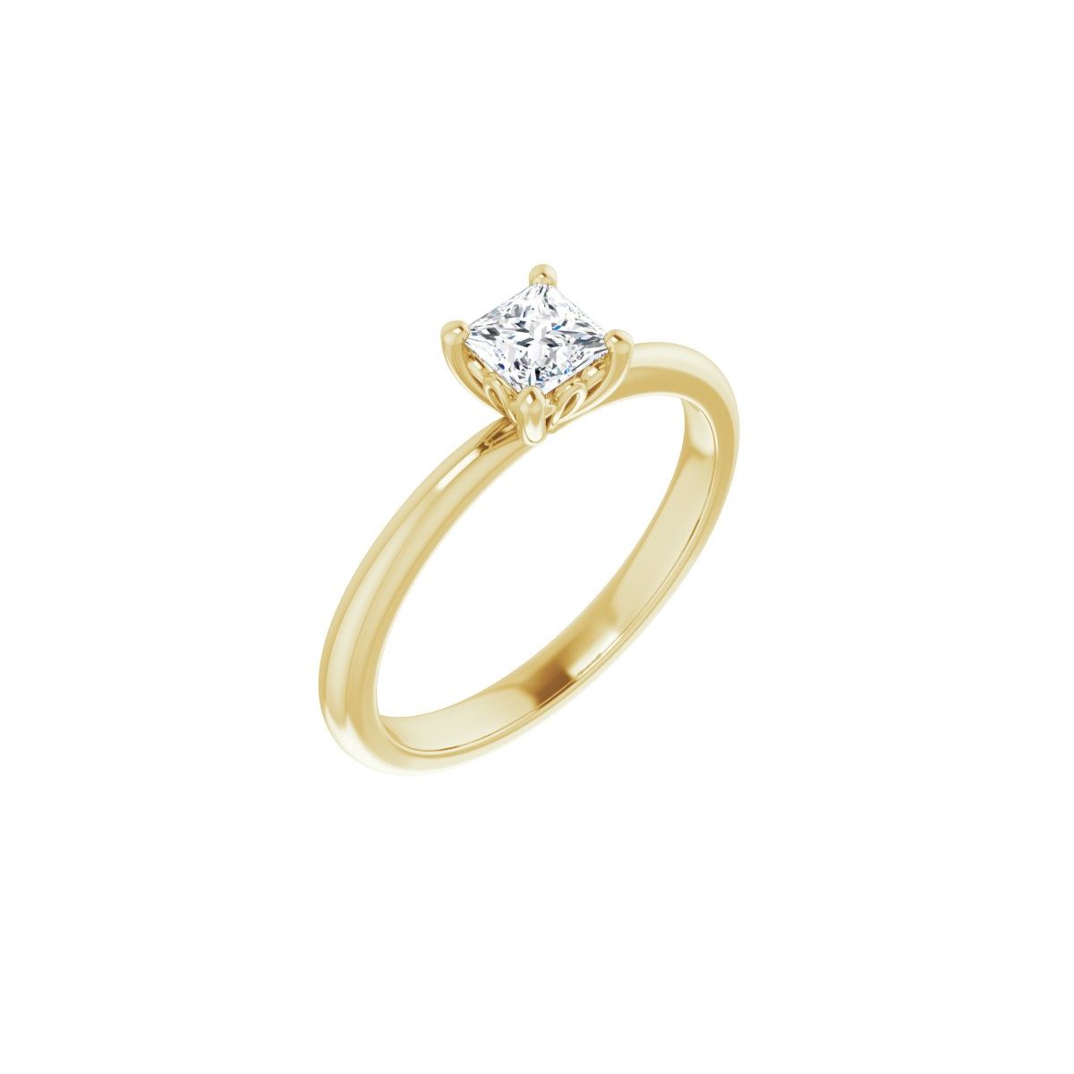 Natural Diamond Square Engagement Ring (4 X 4 Mm) Mounting - 14K Gold - Series 124170