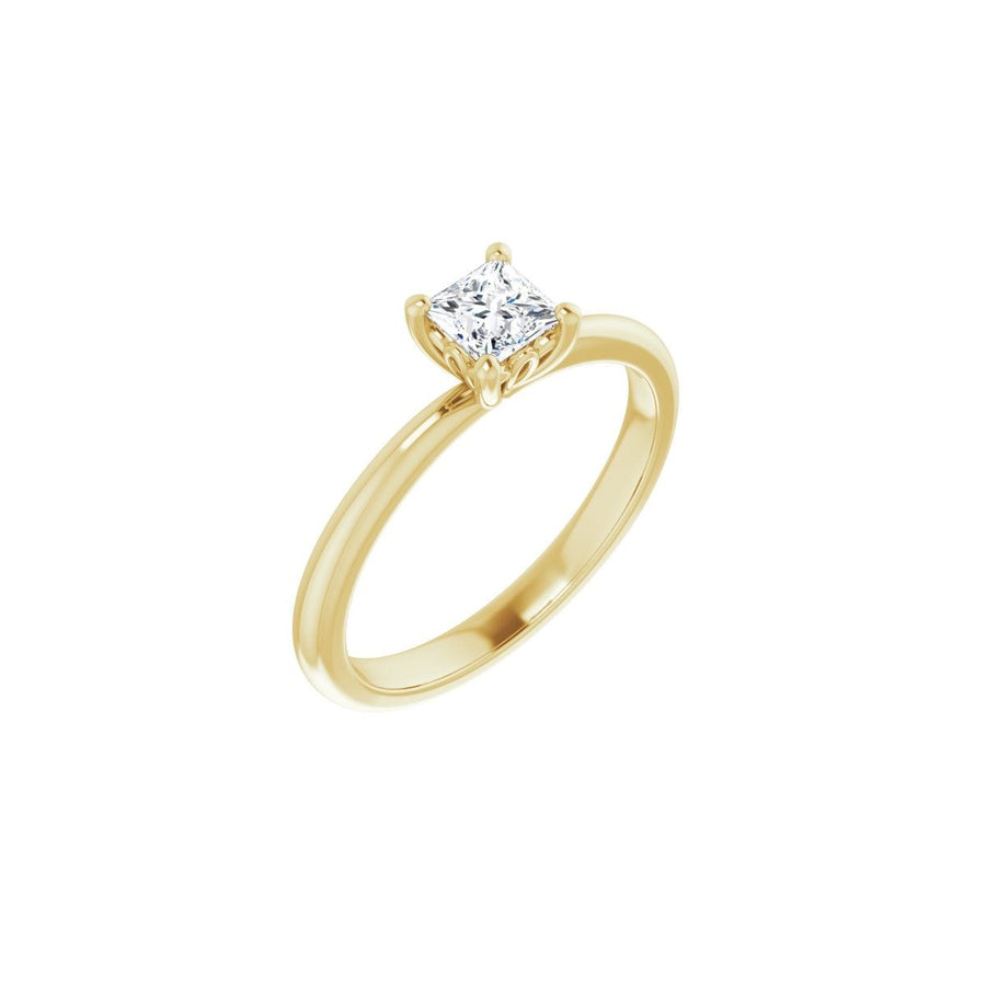 Natural Diamond Square Engagement Ring (4 X 4 Mm) Mounting - 14K Gold - Series 124170