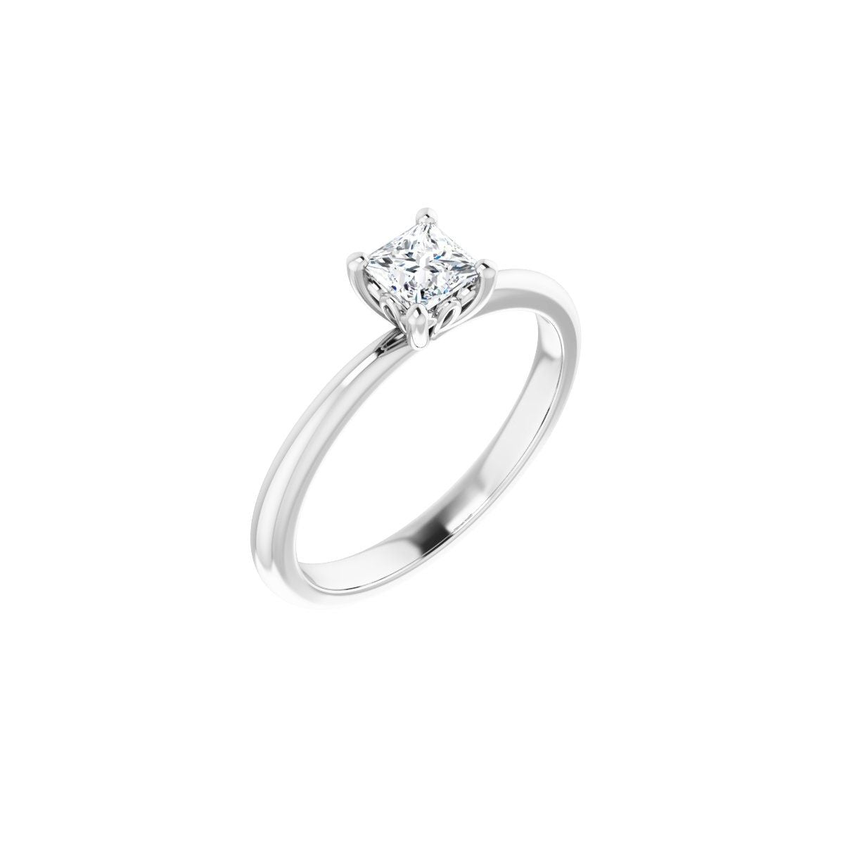Natural Diamond Square Engagement Ring (4 X 4 Mm) Mounting - 14K Gold - Series 124170