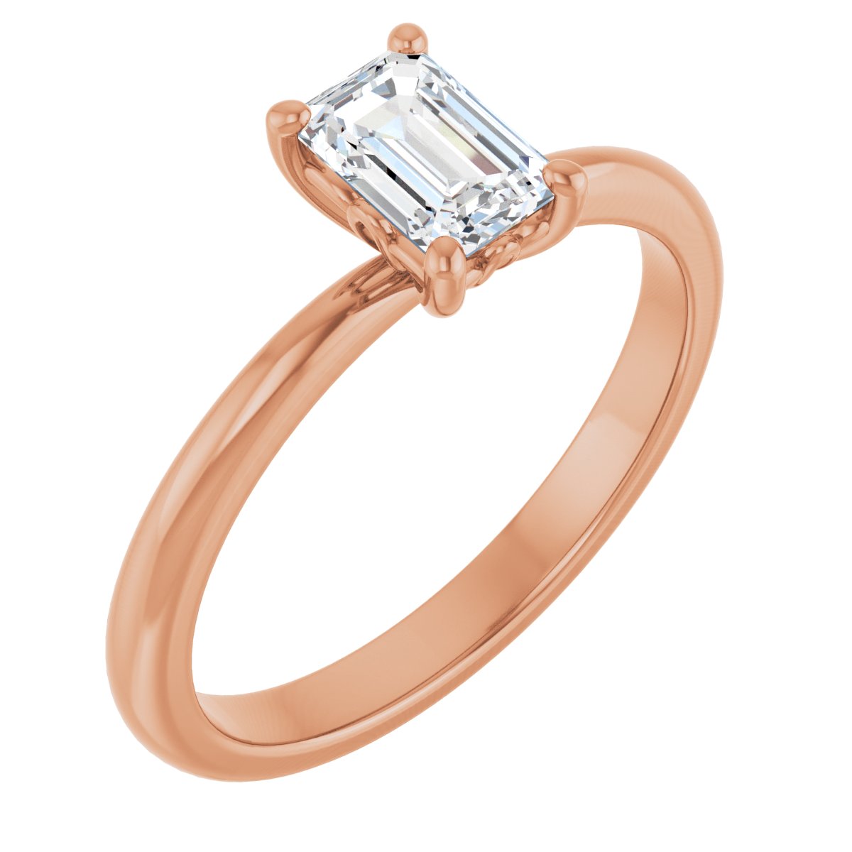Natural Diamond Emerald Engagement Ring (6 X 4 Mm) Mounting - 14K Gold - Series 124170