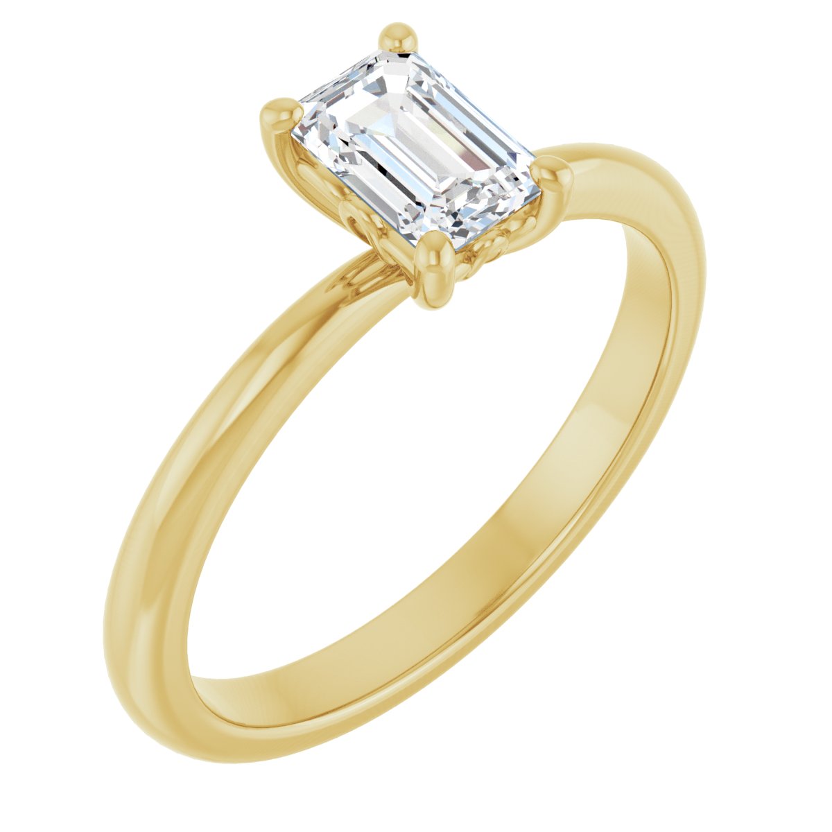 Natural Diamond Emerald Engagement Ring (6 X 4 Mm) Mounting - 14K Gold - Series 124170