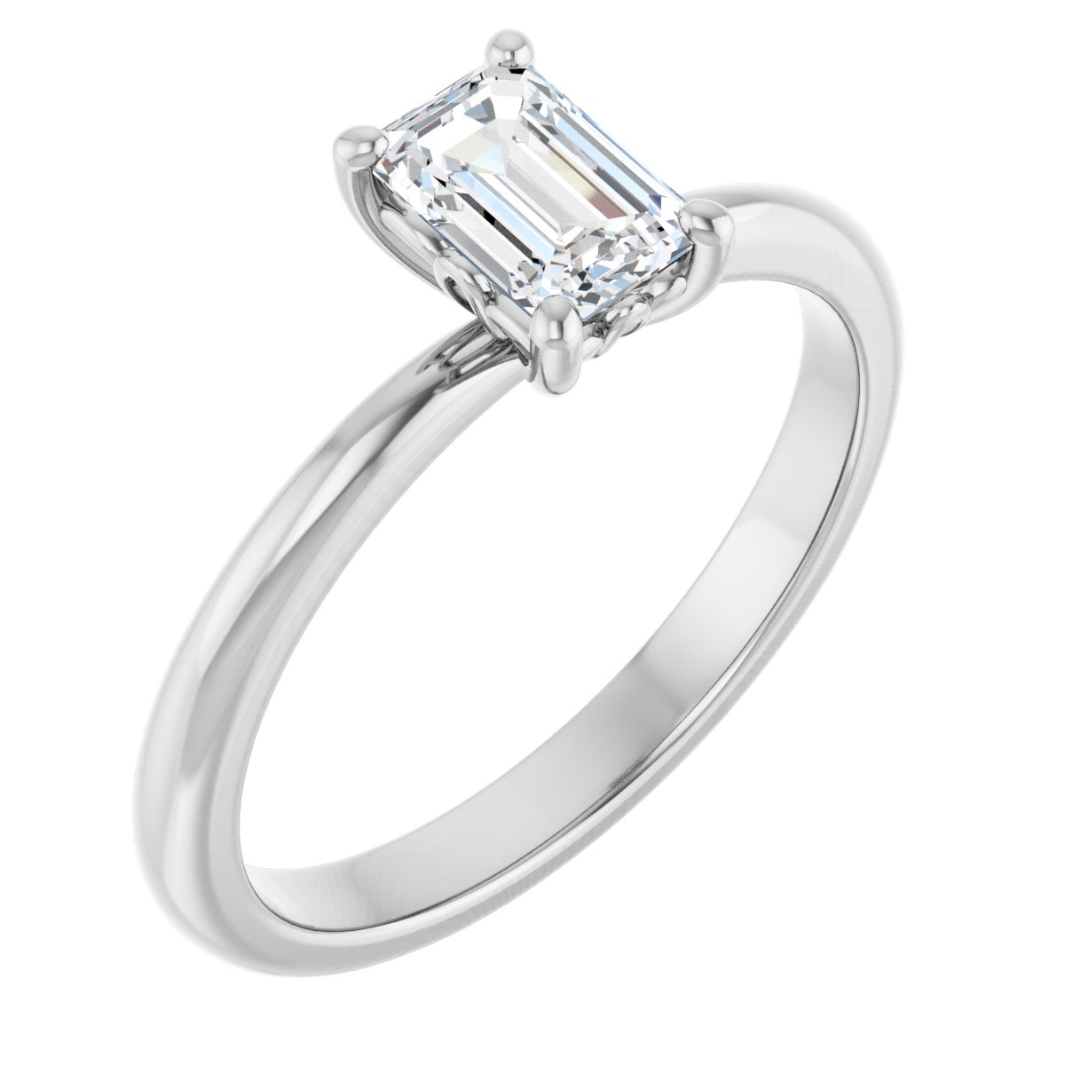 Natural Diamond Emerald Engagement Ring (6 X 4 Mm) Mounting - 14K Gold - Series 124170
