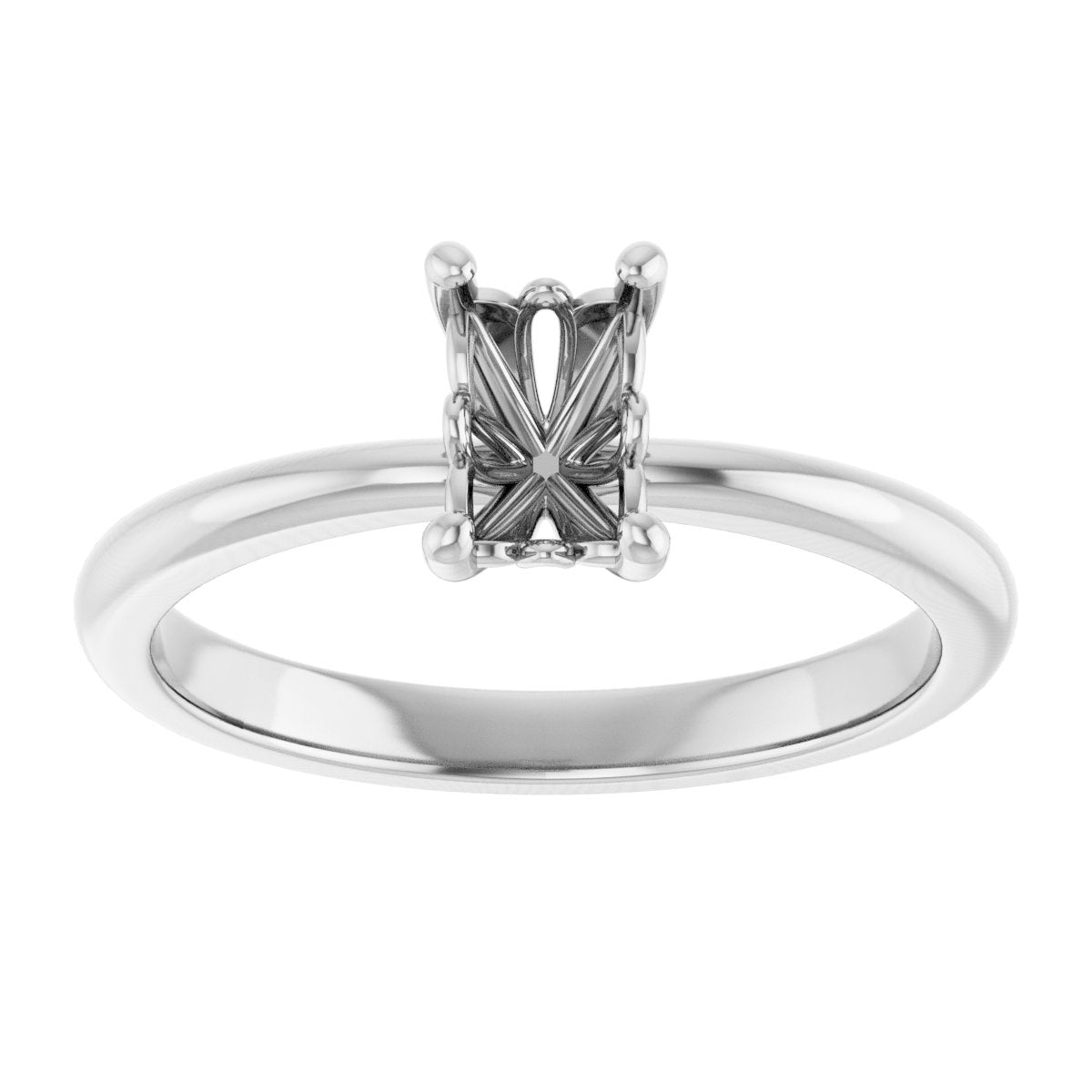 Emerald Engagement Ring (6 X 4 Mm) Mounting - gallery - Series 124170