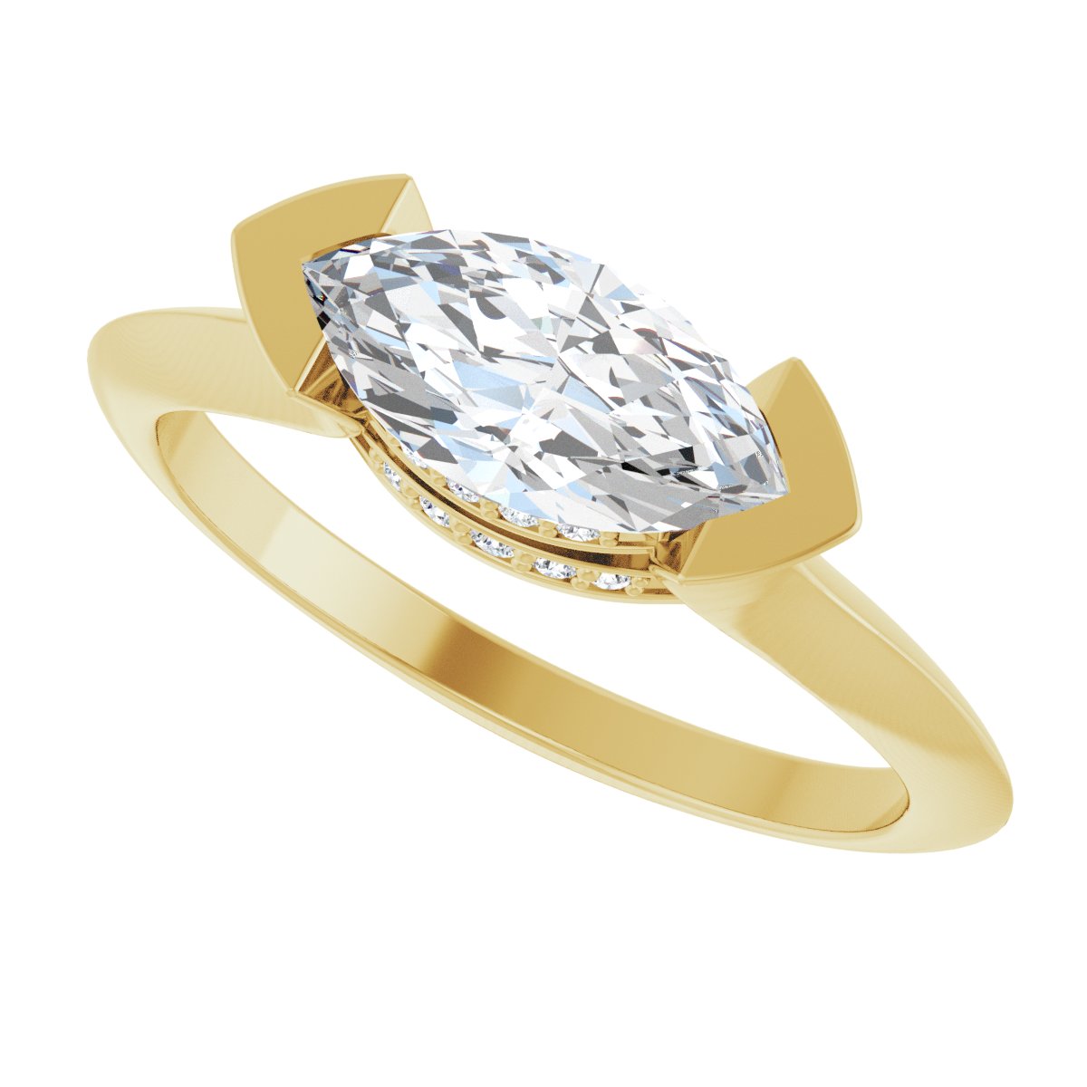 Marquise V-Prong Hidden Halo-Style Engagement Ring Semi-Mount - gallery - Series 124283
