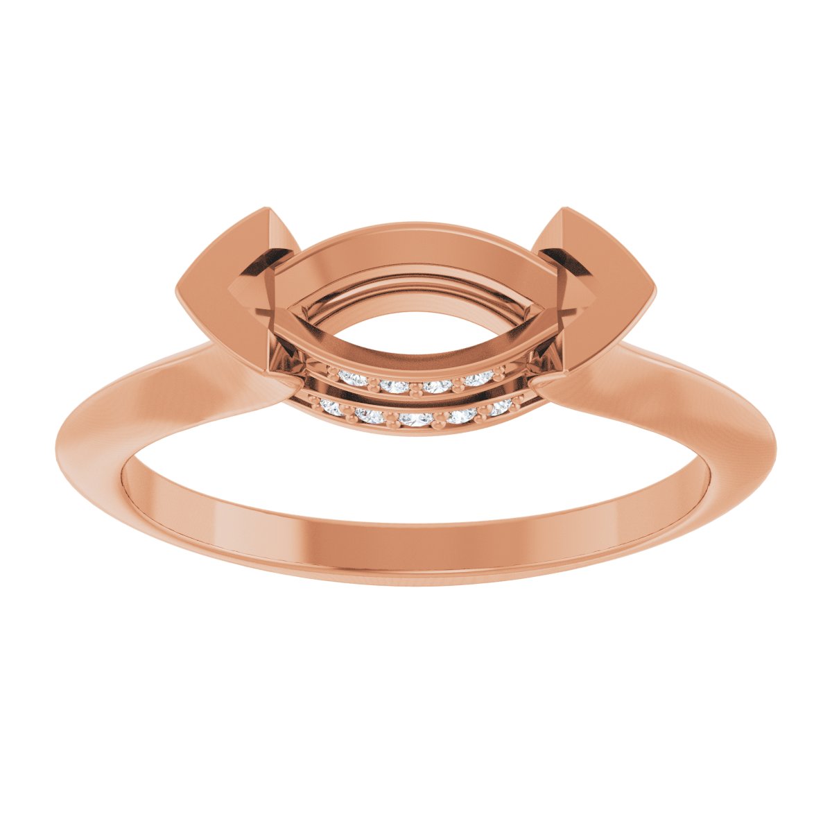Marquise V-Prong Hidden Halo-Style Engagement Ring Semi-Mount - gallery - Series 124283