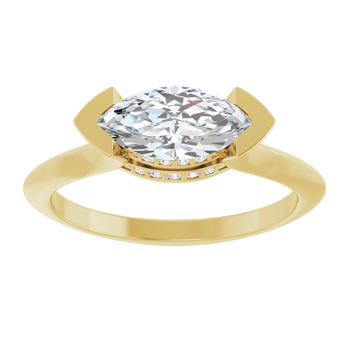 Marquise V-Prong Hidden Halo-Style Engagement Ring Semi-Mount - gallery - Series 124283