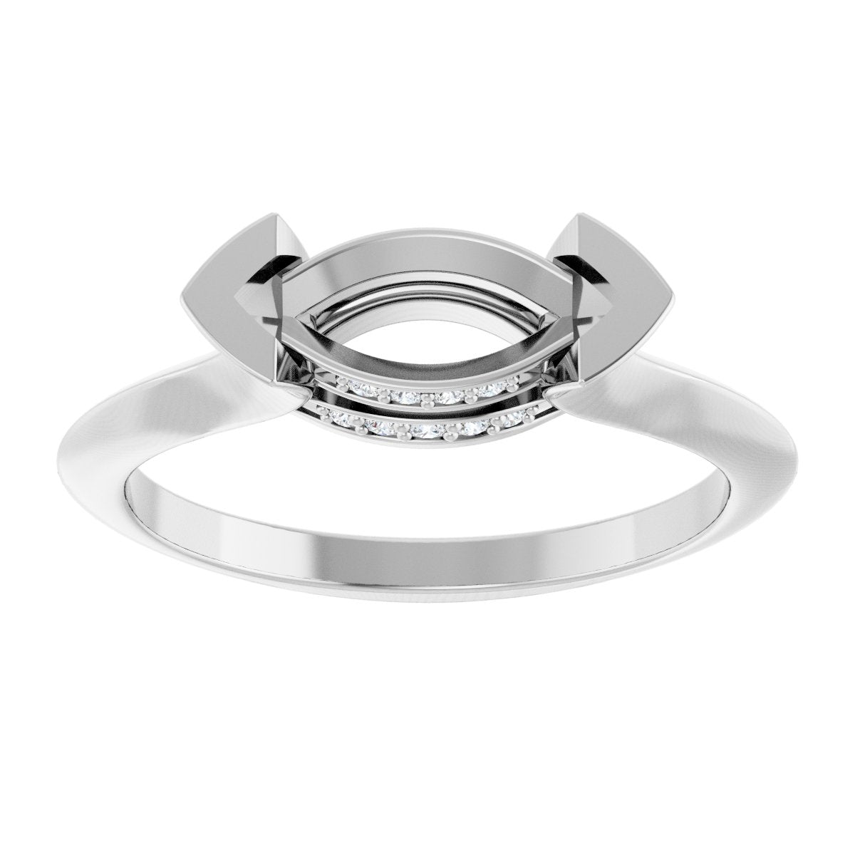 Marquise V-Prong Hidden Halo-Style Engagement Ring Semi-Mount - gallery - Series 124283