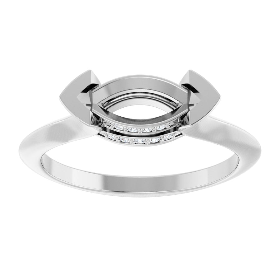 Marquise V-Prong Hidden Halo-Style Engagement Ring Semi-Mount - gallery - Series 124283