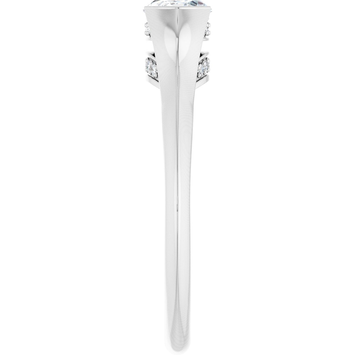Marquise V-Prong Hidden Halo-Style Engagement Ring Semi-Mount - gallery - Series 124283
