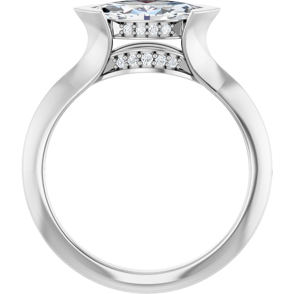 Marquise V-Prong Hidden Halo-Style Engagement Ring Semi-Mount - gallery - Series 124283