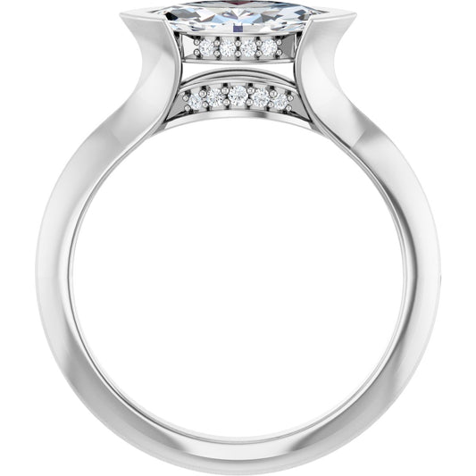 Marquise V-Prong Hidden Halo-Style Engagement Ring Semi-Mount - gallery - Series 124283