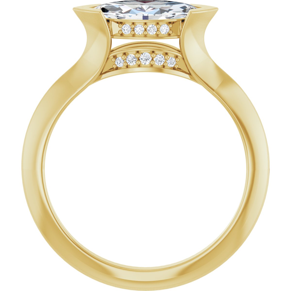 Marquise V-Prong Hidden Halo-Style Engagement Ring Semi-Mount - gallery - Series 124283