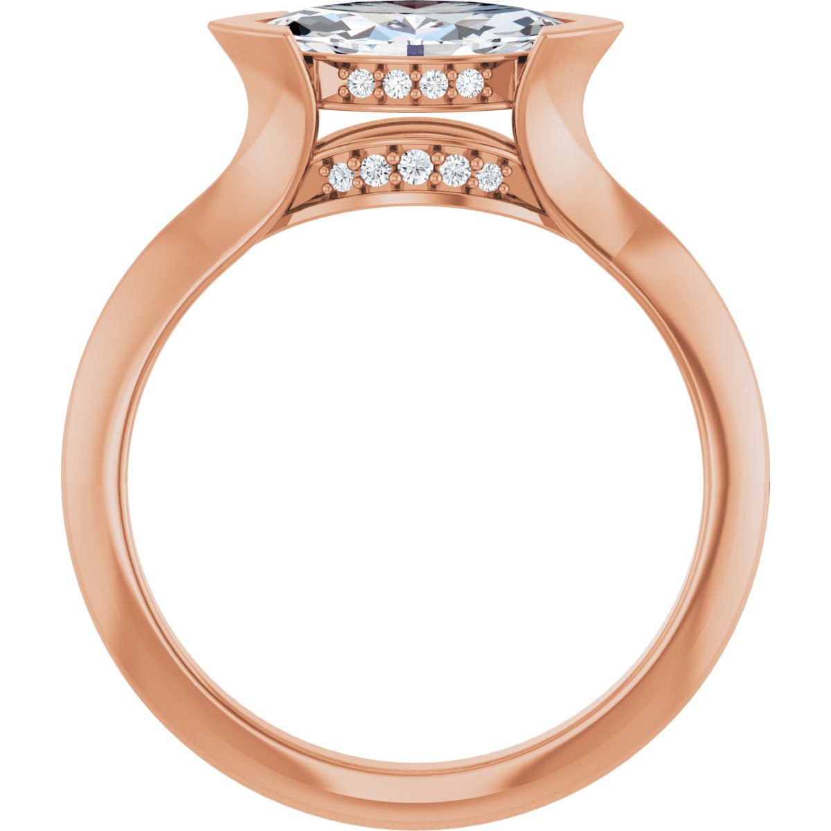 Marquise V-Prong Hidden Halo-Style Engagement Ring Semi-Mount - gallery - Series 124283