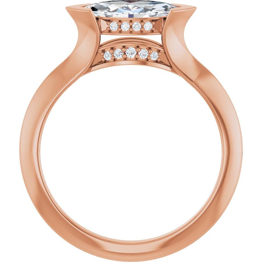 Marquise V-Prong Hidden Halo-Style Engagement Ring Semi-Mount - gallery - Series 124283