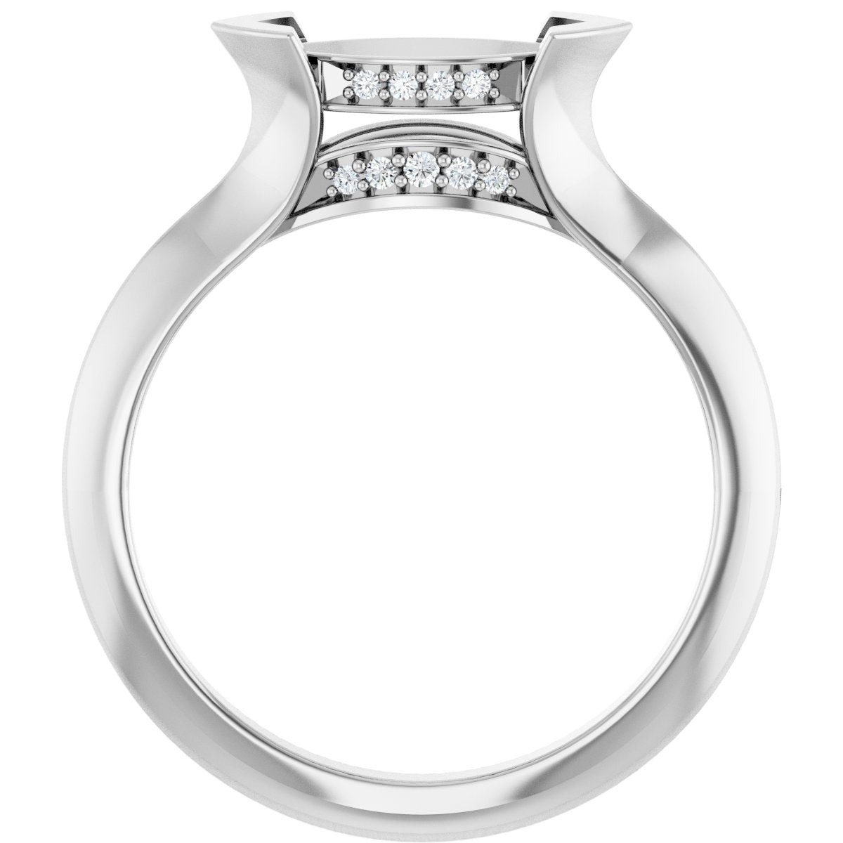 Marquise V-Prong Hidden Halo-Style Engagement Ring Semi-Mount - gallery - Series 124283