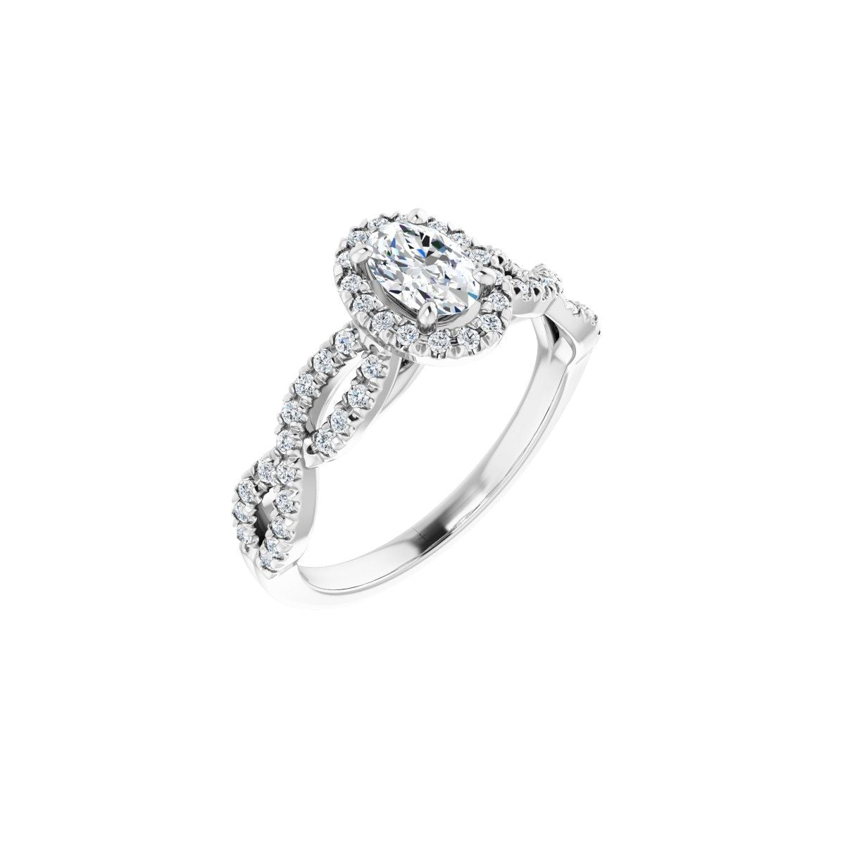 Natural Diamond Oval Halo-Style Infinity-Inspired Engagement Ring Semi-Mount - Platinum - Series 124246