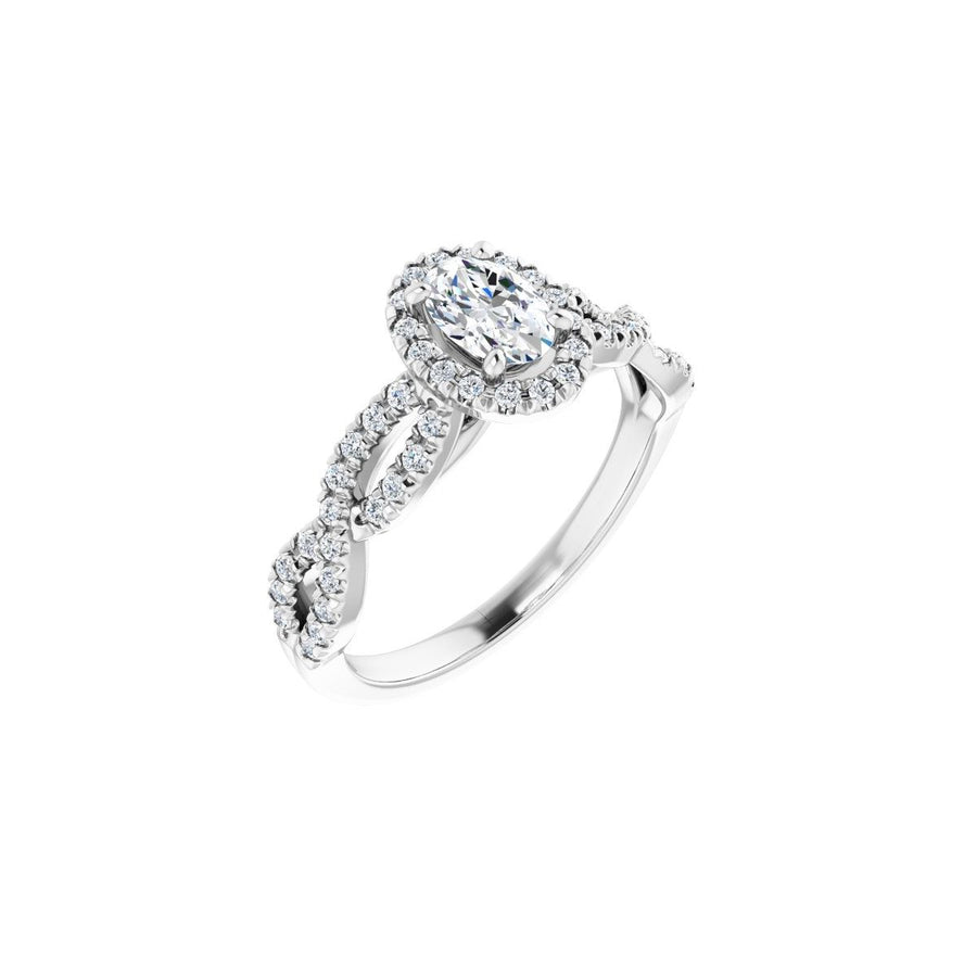 Natural Diamond Oval Halo-Style Infinity-Inspired Engagement Ring Semi-Mount - Platinum - Series 124246