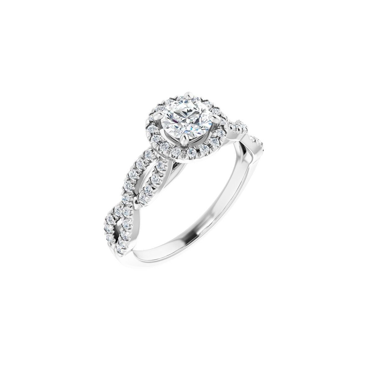 Natural Diamond Round Halo-Style Infinity-Inspired Engagement Ring Semi-Mount - Platinum - Series 124246