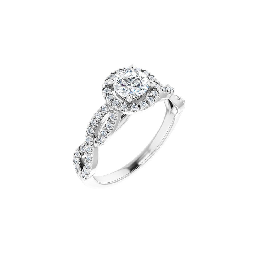 Natural Diamond Round Halo-Style Infinity-Inspired Engagement Ring Semi-Mount - Platinum - Series 124246