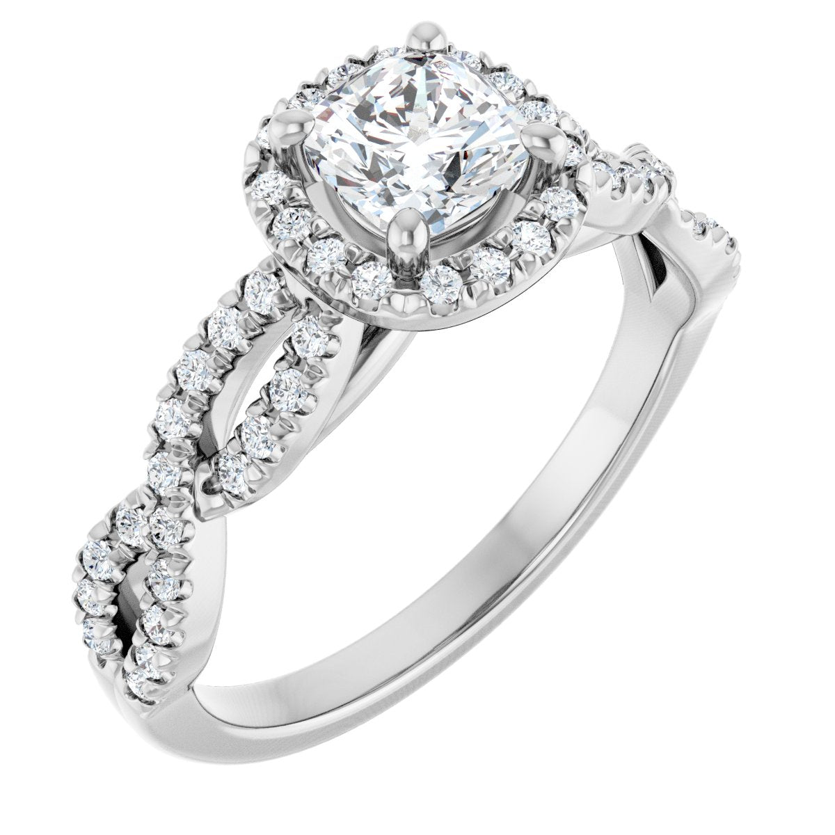 Natural Diamond Cushion Halo-Style Infinity-Inspired Engagement Ring Semi-Mount - Platinum - Series 124246