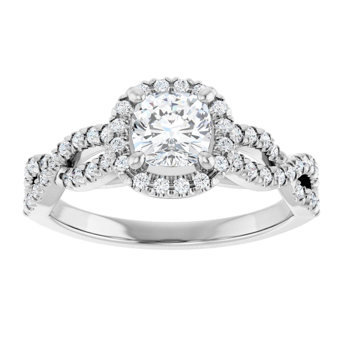 Cushion Halo-Style Infinity-Inspired Engagement Ring Semi-Mount - gallery - Series 124246