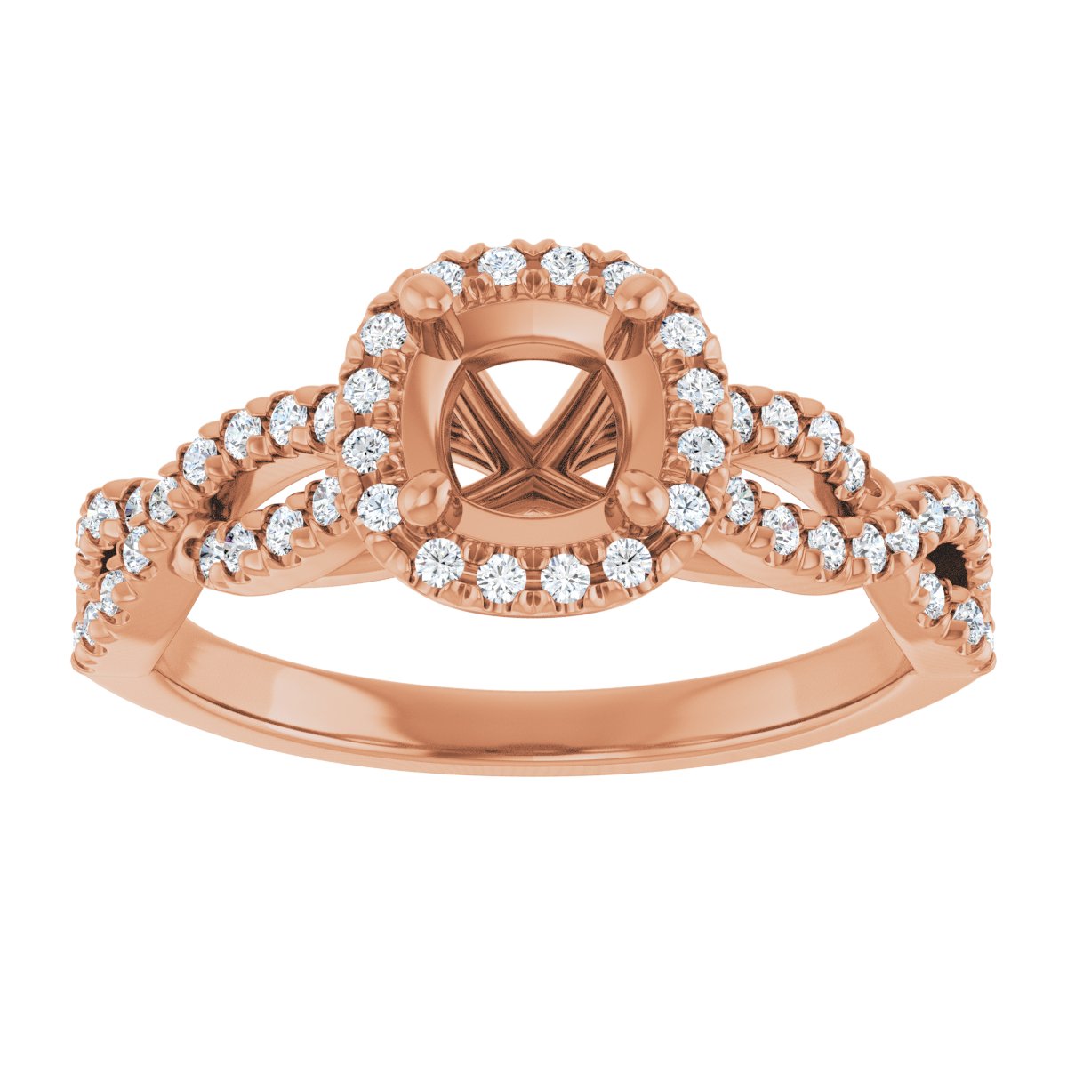 Cushion Halo-Style Infinity-Inspired Engagement Ring Semi-Mount - gallery - Series 124246