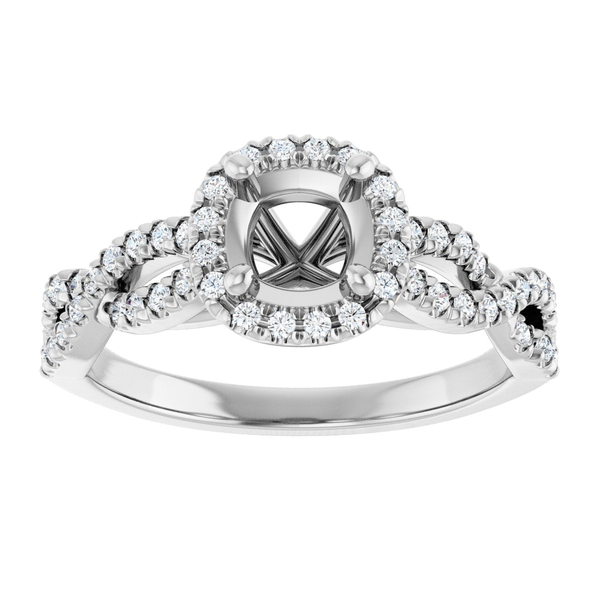 Cushion Halo-Style Infinity-Inspired Engagement Ring Semi-Mount - gallery - Series 124246