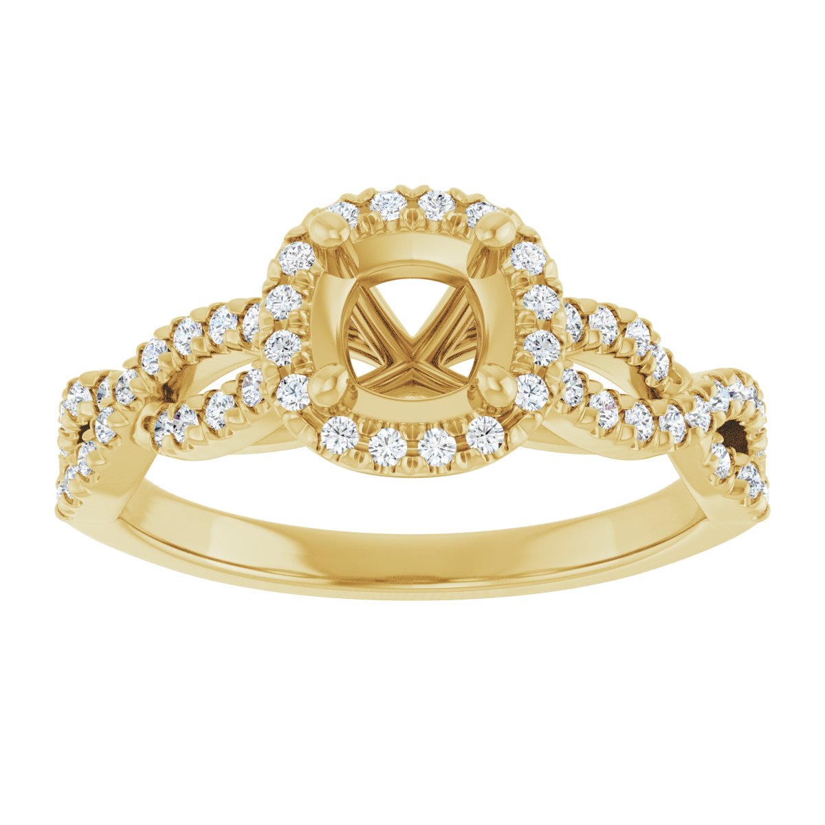 Cushion Halo-Style Infinity-Inspired Engagement Ring Semi-Mount - gallery - Series 124246