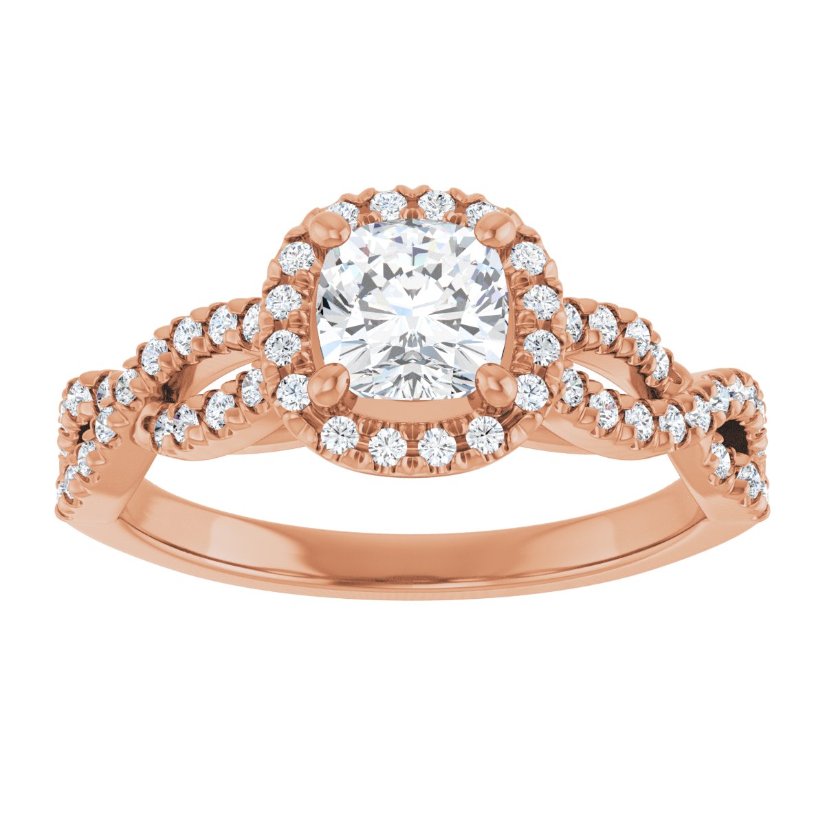 Cushion Halo-Style Infinity-Inspired Engagement Ring Semi-Mount - gallery - Series 124246