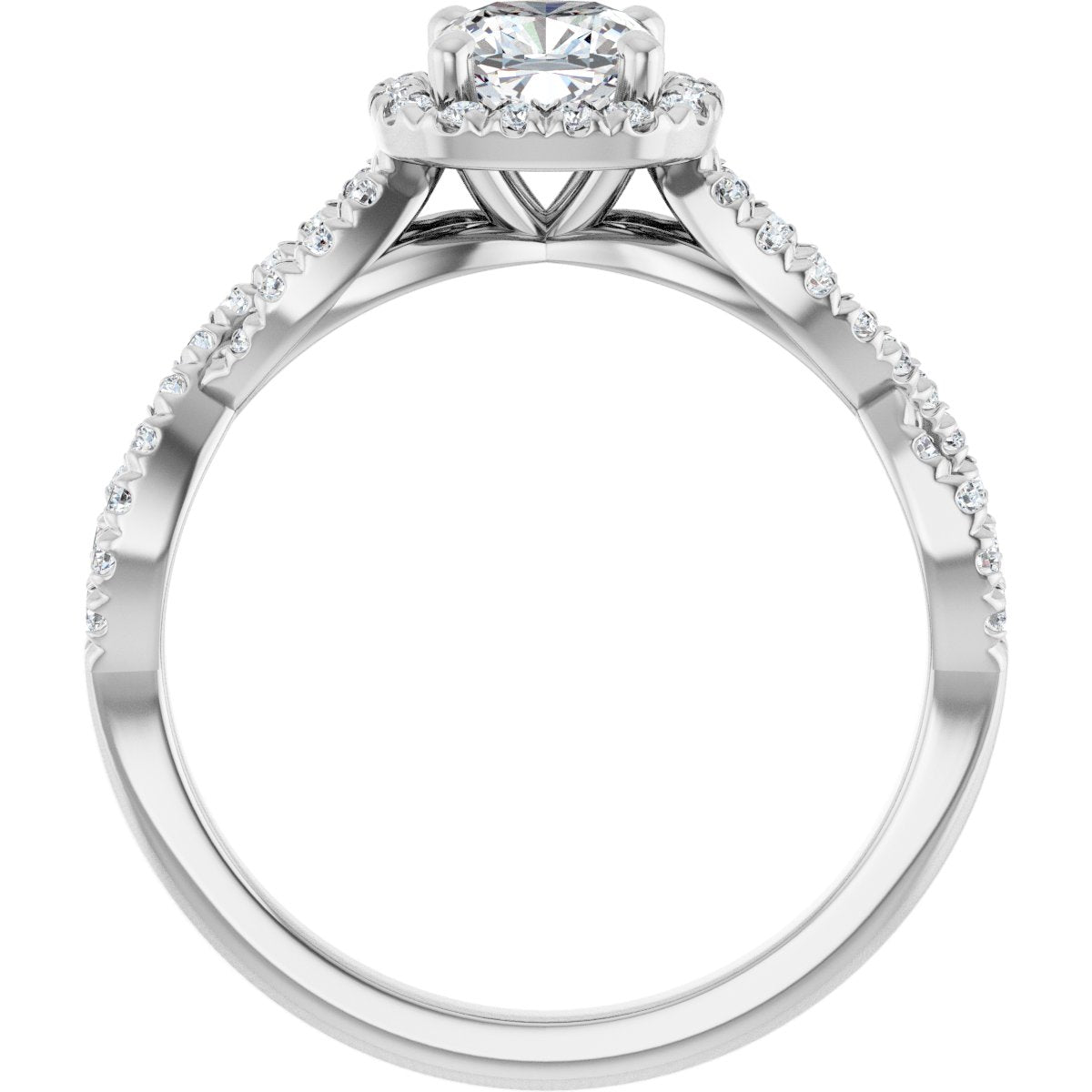 Cushion Halo-Style Infinity-Inspired Engagement Ring Semi-Mount - gallery - Series 124246