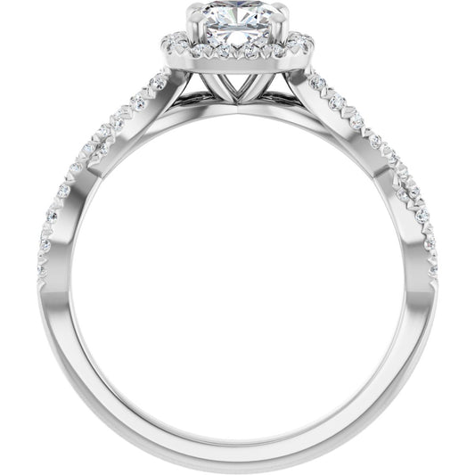 Cushion Halo-Style Infinity-Inspired Engagement Ring Semi-Mount - gallery - Series 124246