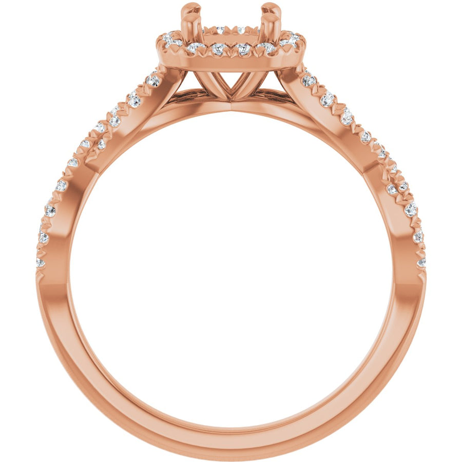 Cushion Halo-Style Infinity-Inspired Engagement Ring Semi-Mount - gallery - Series 124246