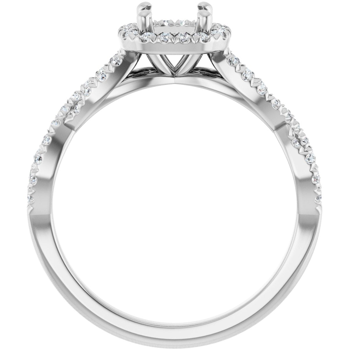 Cushion Halo-Style Infinity-Inspired Engagement Ring Semi-Mount - gallery - Series 124246