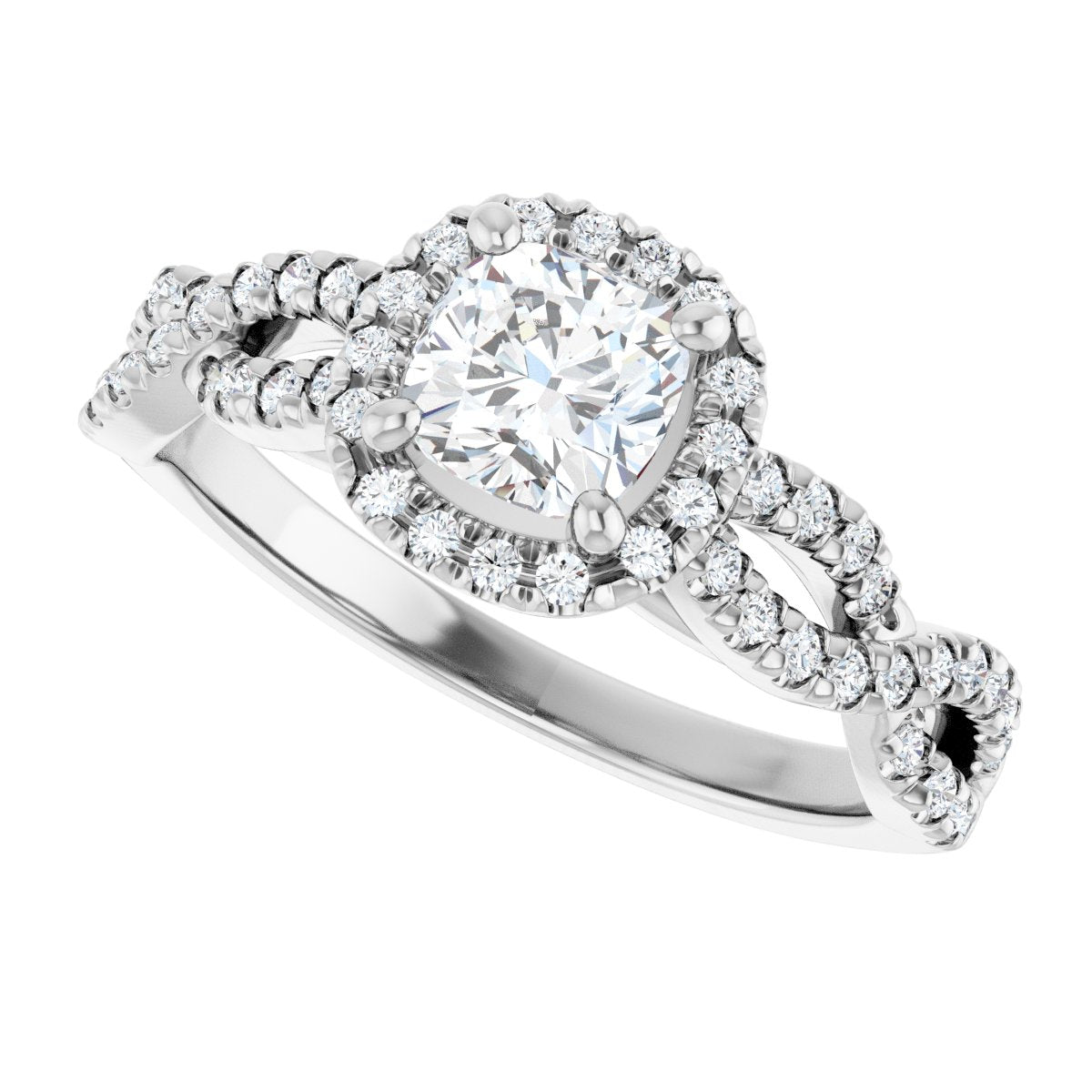 Cushion Halo-Style Infinity-Inspired Engagement Ring Semi-Mount - gallery - Series 124246