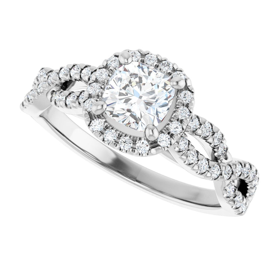 Cushion Halo-Style Infinity-Inspired Engagement Ring Semi-Mount - gallery - Series 124246
